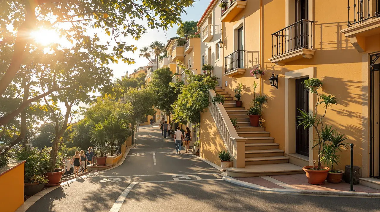 Mediterrane Gasse im Abendlicht