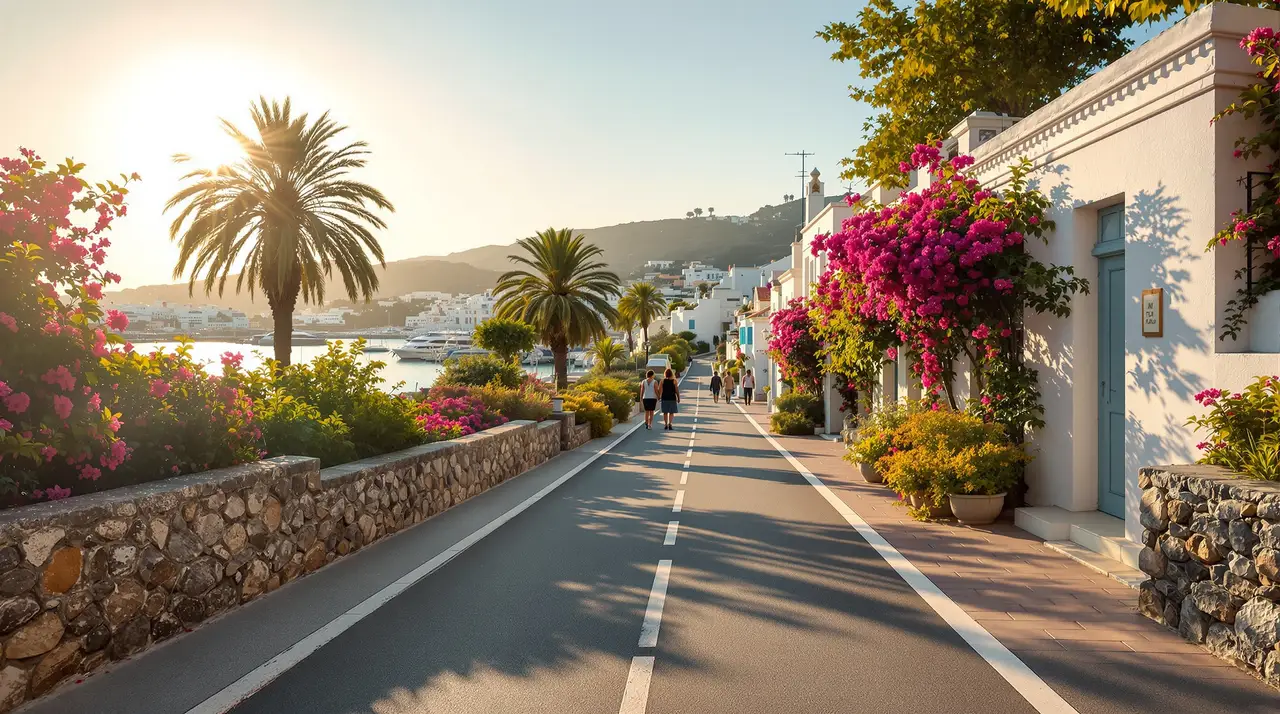 Coastal road in evening light