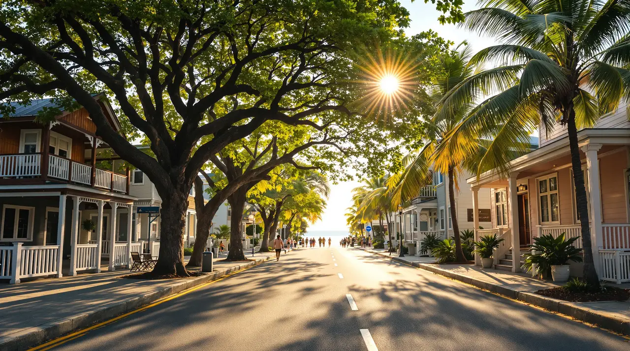 Straße führt zum Meer im Abendlicht